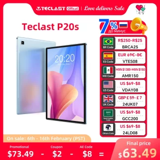 Teclast P20s 10 1 Inch 1280x800 Ips Tablet 4gb Ram 64gb Rom Mtk P22 Octa Core.webp