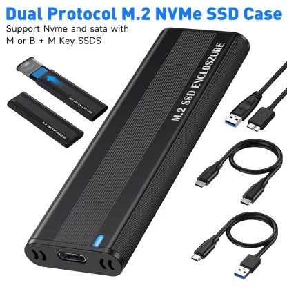 10Gbps M.2 NVMe SSD Case Dual Protocol M.2 to USB Type C 3.1 SSD Hard Drive Enclosure Adapter for 2230/2242/2260/2280 M.2 SSD