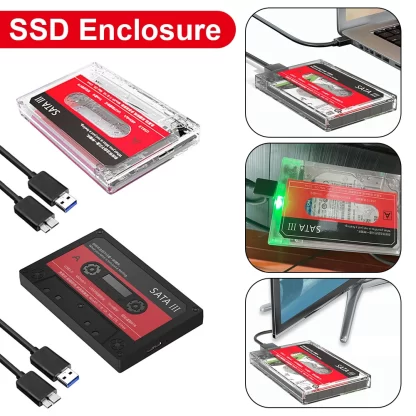 2.5 Inch HDD Enclosure SATA to USB3.0 External Hard Drive Case 5Gbps Type-C HDD Case Up To 6TB Vintage Hard Drive Case