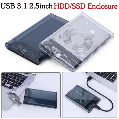 2.5 inch HDD Case SATA To USB3.1 8TB External Hard Drive Case 10 Gbps 8TB SSD Box USB3.0 To Type-C Transparent Hard Disk Box