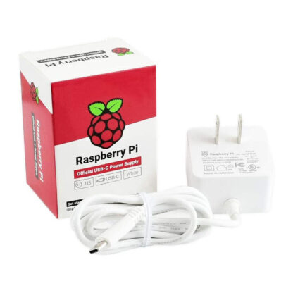 Raspberry Pi 4 Model B Official PSU, USB-C, 5.1V, 3A, US Plug, White