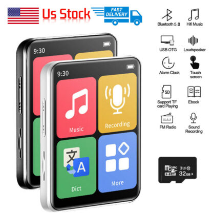 Bluetooth 5.0 MP4 MP3 Player Touch Screen Sport Lossless HIFI Music FM Radio+32G