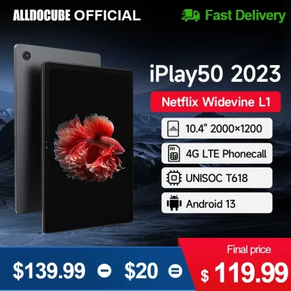 Alldocube iPlay50 2023 10.4 2000*1200 Tablet UNISOC T618 Octa Core Android 13 4/6GB RAM 64/128GB ROM Netflix L1 4G Dual SIM Card