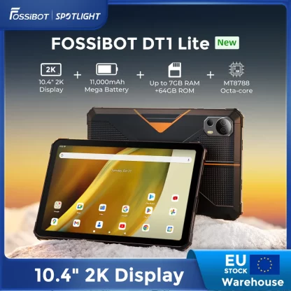 Fossibot DT1 Lite, Rugged Tablet,Android 13,10.4'' 2K-Large Screen, 4GB RAM 64GB RAM, 11000mAh Battery,Four Hi-Res Speakers Pad