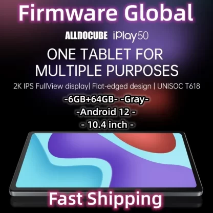 Global Firmware Alldocube IPlay 50 Uses a 10.4-inch 2000×1200 Resolution Tablet T618 Octa Core Android 12 OS 6GB RAM 64GB ROM