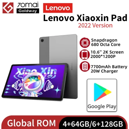 Global ROM Firmware Lenovo Xiaoxin Pad 2022 Android 12 Tablet Version Snapdragon 680 Octa Core 2K 10.6'' Screen 7700mAh Tablets