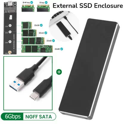 M.2 NVME NGFF SSD Enclosure Dual Portocol External Hard Drive Case 10Gbps RGB Light Hard Disk Box for M.2 SSD 2230 2242 2260 228