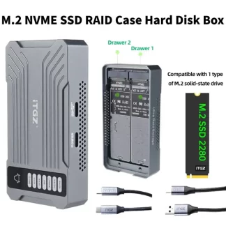 M 2 Nvme Ssd Raid Case Array Mobile Hard Drive Enclosure M Key Dual Bay Solid.webp