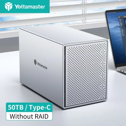 [PS500] Yottamaster Aluminum 5 Bay USB3.1 Type C External Hard Drive Enclosure for 2.5" 3.5" SATA HDD SSD Support 5*16TB Storage