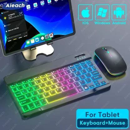 "Rechargeable Ultra-Slim Bluetooth Tablet Keyboard with Backlit Design - Universal Wireless Keyboard for iPad, iOS, Android & Windows Tablets"