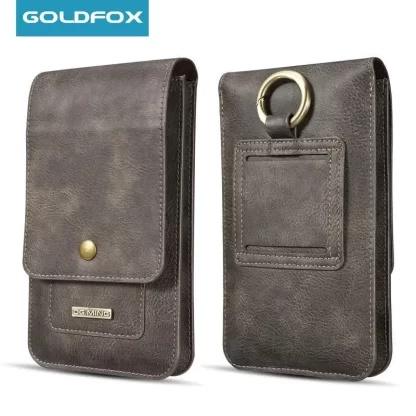 "High-Quality Retro Leather Wallet and Mobile Phone Belt Clip Case for Men - Universal fit for iPhone, Samsung, Xiaomi, Huawei - Stylish Waist Bag with Hanging Holster Pouch"